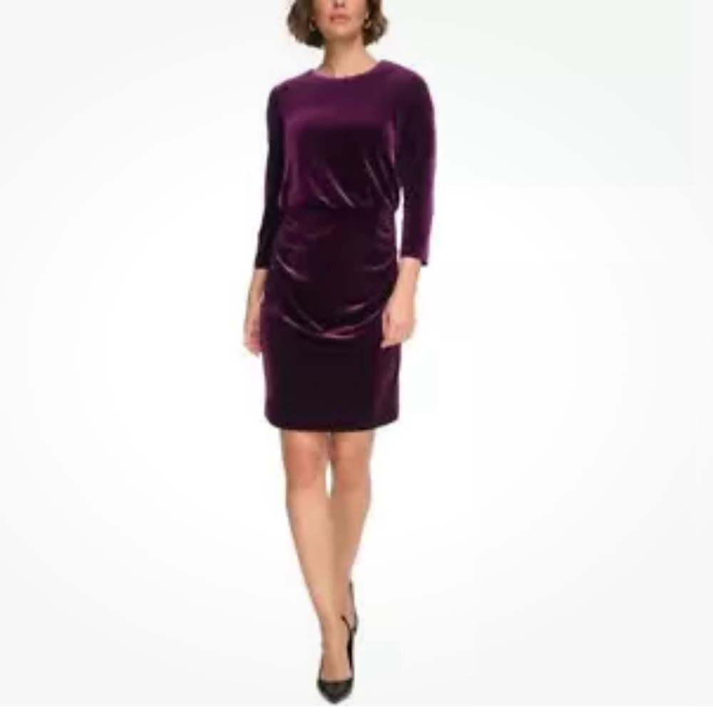 NWT DKNY dress size 8 plum purple velvet‎ blouson dress STUNNING 💜💜